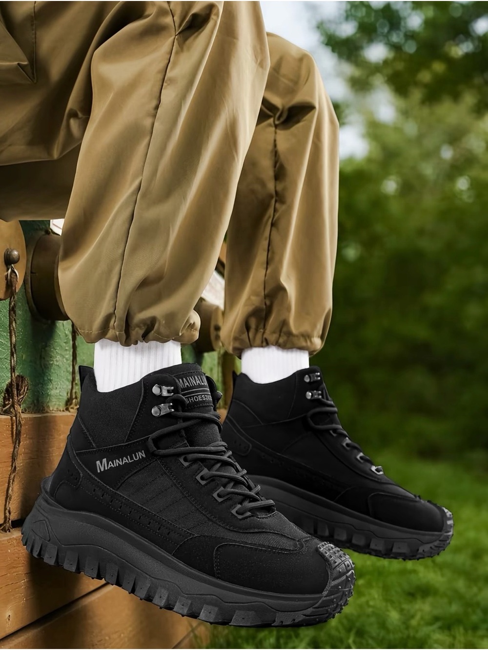 MAINALUN Men's Black Hiking Boots — Rugged Trail Support